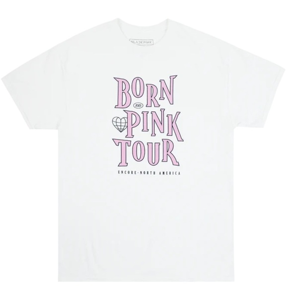 BORN PINK ENCORE 2023 WHITE/PINK Graphic T-SHIRT/ TEE | Unisex | NEW!💎💓💎💗 - Picture 2 of 5